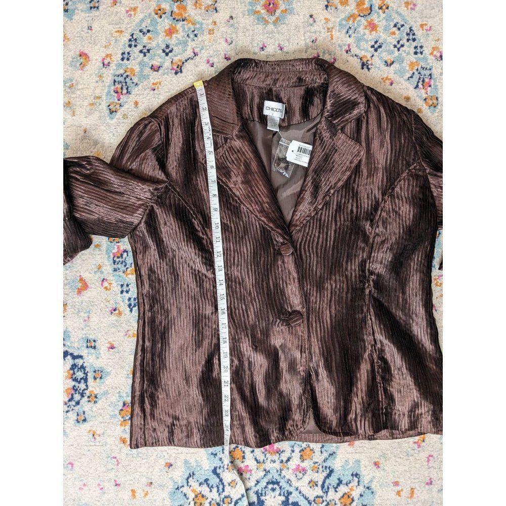 NWT Chico's Luminous Ripple Merrin Jacket in‎ Brooklyn Brown - 2 - Picture 6 of 8